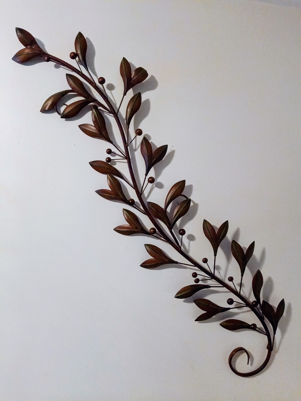 Metal Leaf Wall Sculpture - Brown Botanical Branch